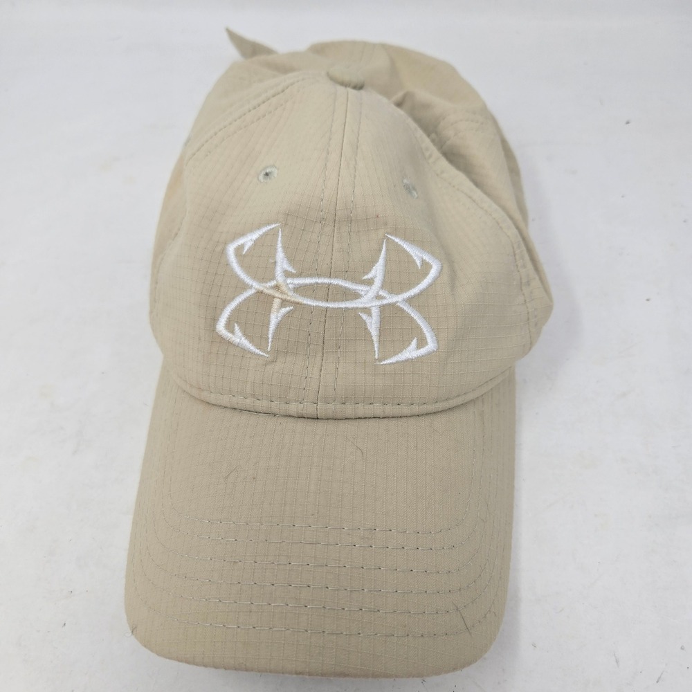 Under Armour Fish Hook Ripstop Adjustable Hat Tan Khaki Fishing Cap OSFA